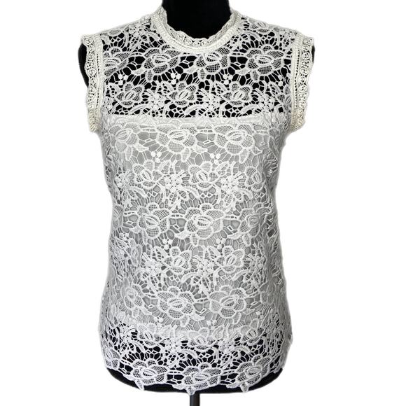 Nanette Lepore White Crochet Sleeveless Top - Women's Size Small - Picture 1 of 5